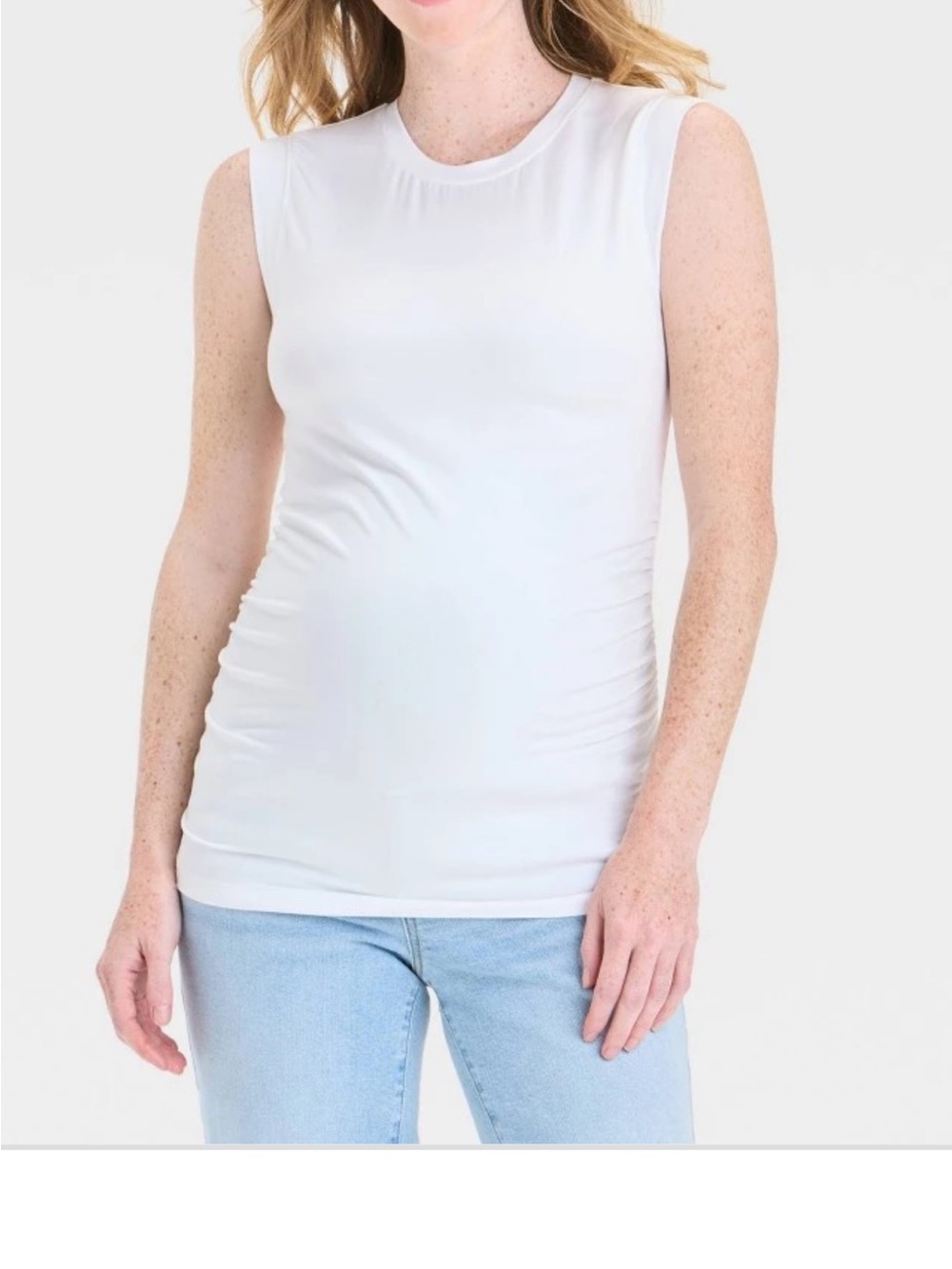White Sleeveless Maternity Tank Top - Classic Fit